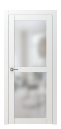 Межкомнатная дверь ПО BASE 5  в цвете Белоснежный со стеклом Сатинат Белый