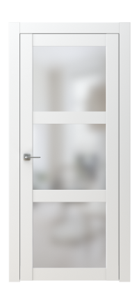 Межкомнатная дверь ПО BASE 6  в цвете Белоснежный со стеклом Сатинат Белый