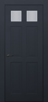 Межкомнатная дверь ПО EMMA 4/1 в цвете Антрацит со стеклом Сатинат Белый