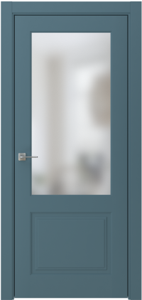 Межкомнатная дверь ПО EMMA 10 в цвете Ягодно Синий со стеклом Сатинат Белый