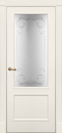 Межкомнатная дверь ПО VENEZIA 2  в цвете Антично-Белый со стеклом Сатинат Белый