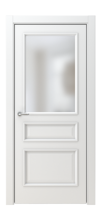 Межкомнатная дверь ПО VENEZIA 3  в цвете Белоснежный со стеклом Сатинат Белый