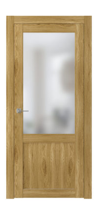 Межкомнатная дверь ПО BASE 4 шпонированная в цвете Дуб натуральный  со стеклом Сатинат Белый