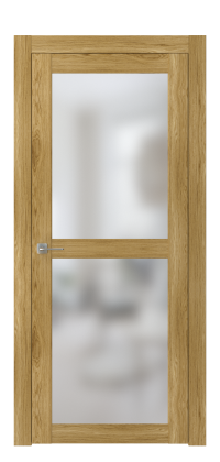 Межкомнатная дверь ПО BASE 5 шпонированная в цвете Дуб натуральный  со стеклом Сатинат Белый