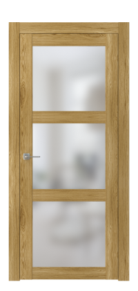 Межкомнатная дверь ПО BASE 6 шпонированная в цвете Дуб натуральный  со стеклом Сатинат Белый
