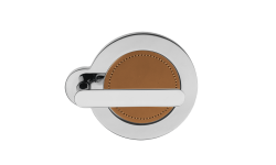 Дверная ручка Morelli Luxury PLANET CRO/CUOIO Цвет - Хром/вставка светло коричневая кожа