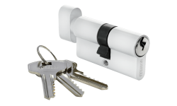 Ключевой цилиндр MORELLI с поворотной ручкой (60 мм) 60CK W Цвет - Белый