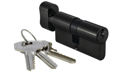 Ключевой цилиндр MORELLI с поворотной ручкой (70 мм) 70CK BL Цвет - Черный
